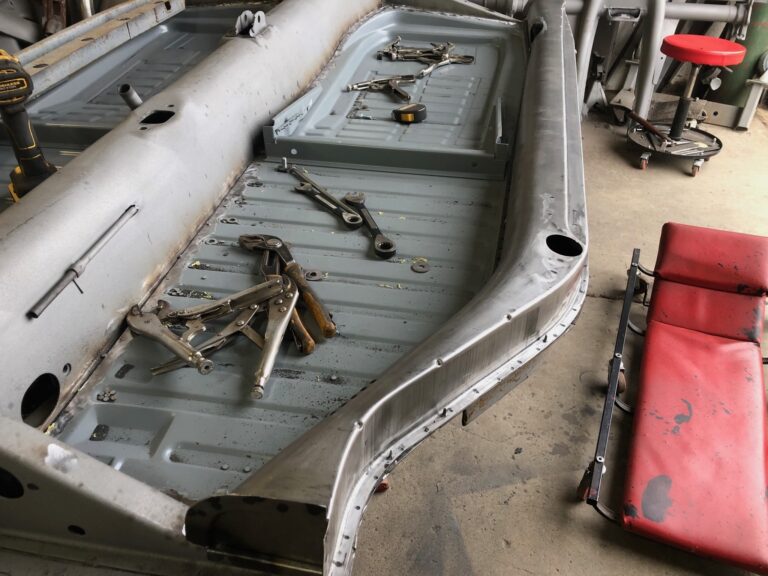 1956 vw beetle convertible restoration pan half and heater channel replacement silver lining auto restoration