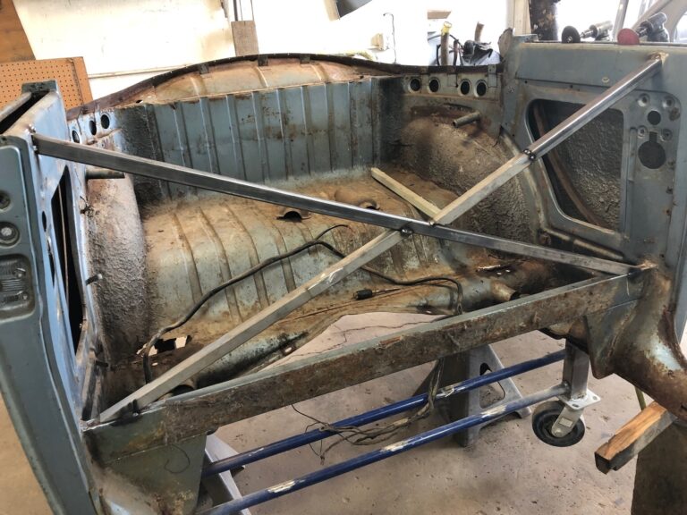1956 vw beetle convertible restoration tear down into media blast silver lining auto restoration