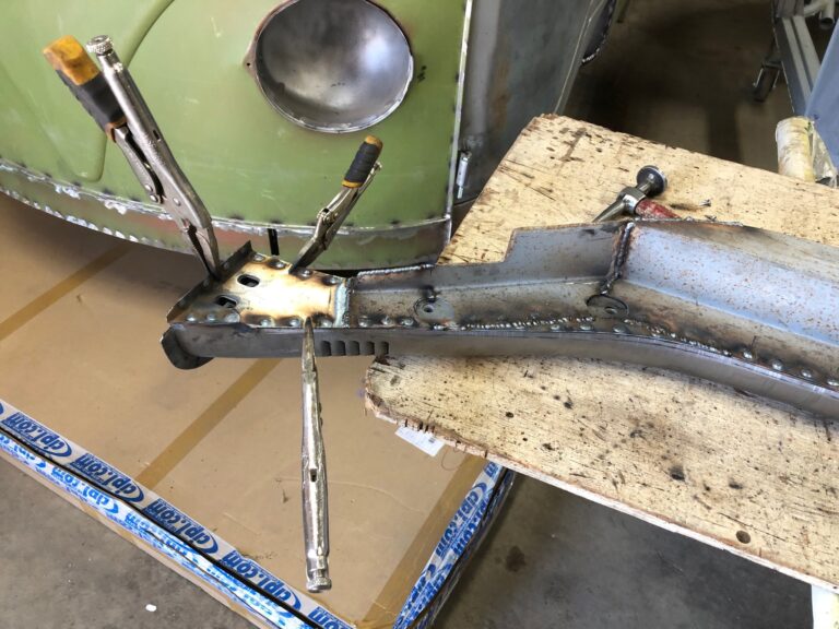 1956 vw beetle convertible restoration pan half and heater channel replacement silver lining auto restoration