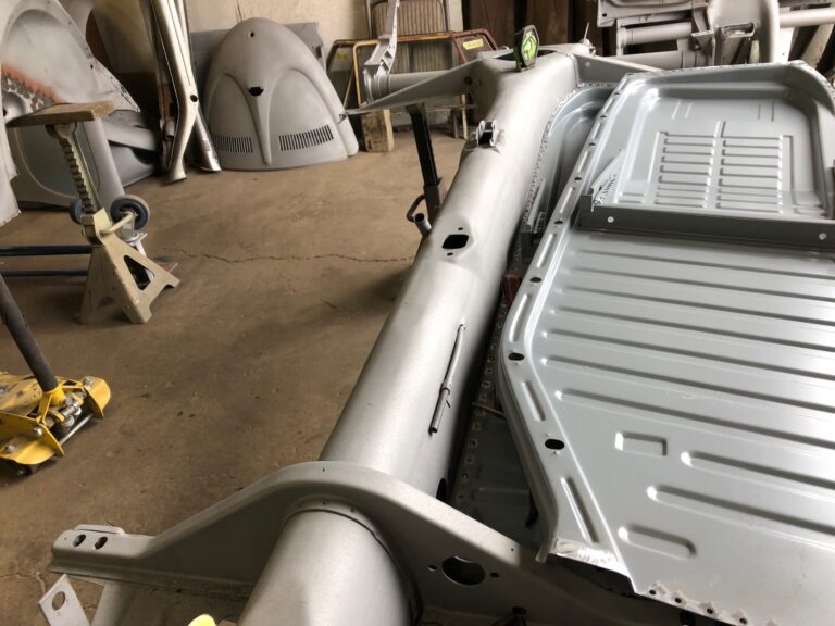 1956 vw beetle convertible restoration pan half and heater channel replacement silver lining auto restoration