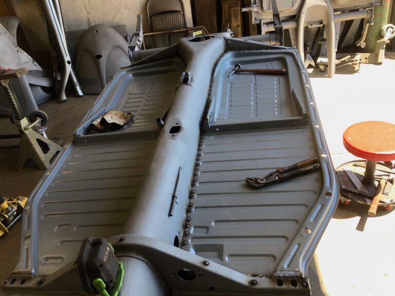 1956 vw beetle convertible restoration pan half and heater channel replacement silver lining auto restoration