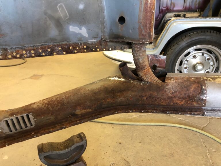 1956 vw beetle convertible restoration metal work begins silver lining auto restoration