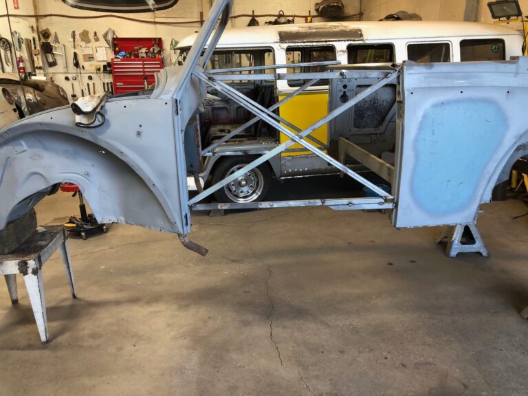 1956 vw beetle convertible restoration metal work begins silver lining auto restoration