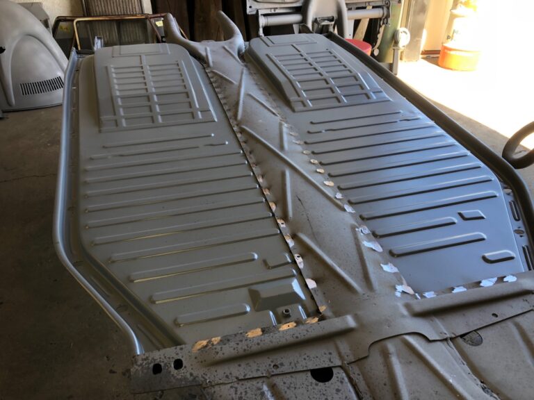 1956 vw beetle convertible restoration pan half and heater channel replacement silver lining auto restoration