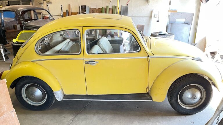 1965 sunroof vw beetle arrival at shop silver lining auto restoration oregon