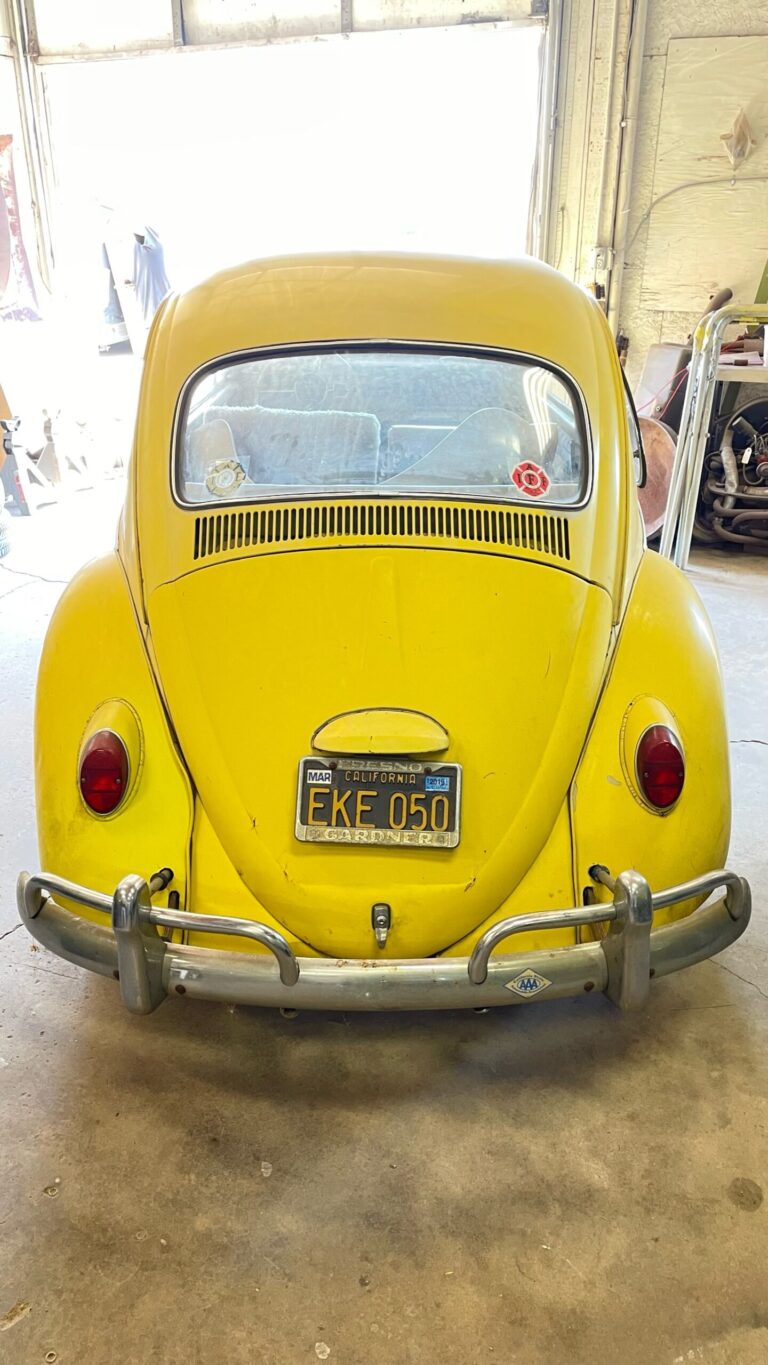 1965 sunroof vw beetle arrival at shop silver lining auto restoration oregon
