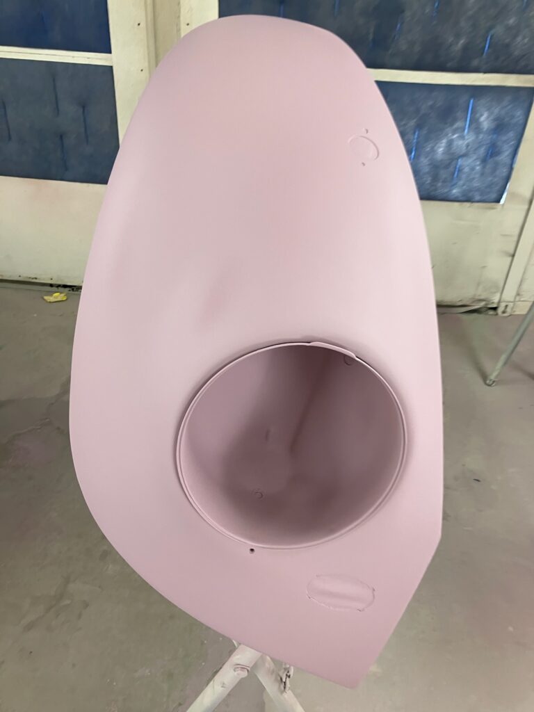 1965 steel sunroof vw beetle body into primer silver lining auto restoration oregon