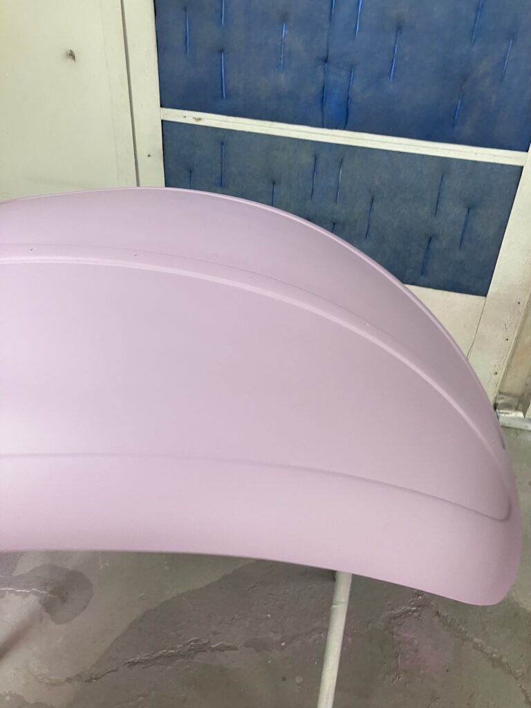 1965 steel sunroof vw beetle body into primer silver lining auto restoration oregon