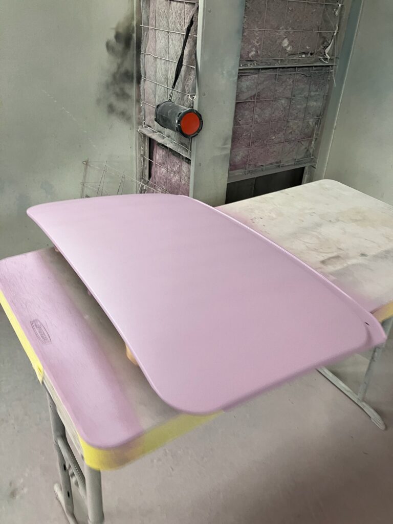 1965 steel sunroof vw beetle body into primer silver lining auto restoration oregon