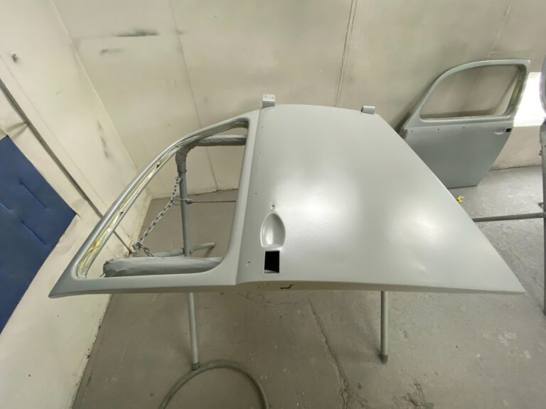 1965 steel sunroof VW Beetle metal work into sealer silver lining auto restoration oregon