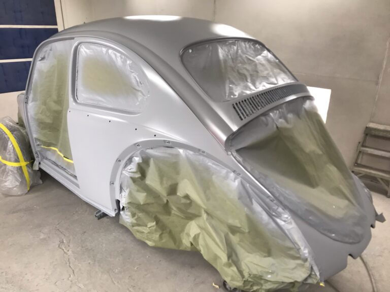 1965 steel sunroof VW Beetle metal work into sealer silver lining auto restoration oregon