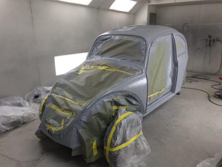 1965 steel sunroof VW Beetle metal work into sealer silver lining auto restoration oregon