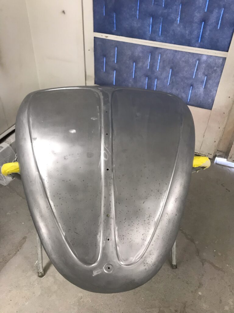 1965 steel sunroof VW Beetle metal work into sealer silver lining auto restoration oregon