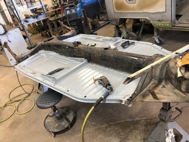 1965 vw beetle steel sunroof pan half replacement silver lining auto restoration oregon