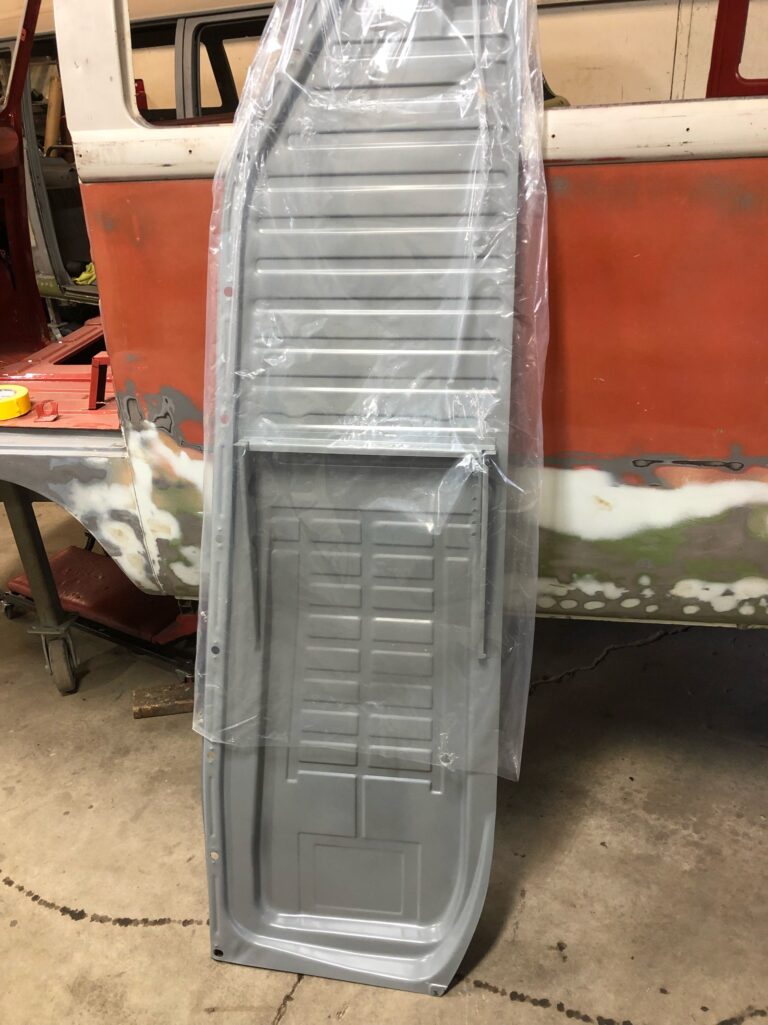 1965 vw beetle steel sunroof pan half replacement silver lining auto restoration oregon