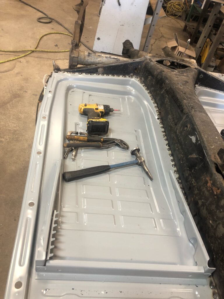 1965 vw beetle steel sunroof pan half replacement silver lining auto restoration oregon