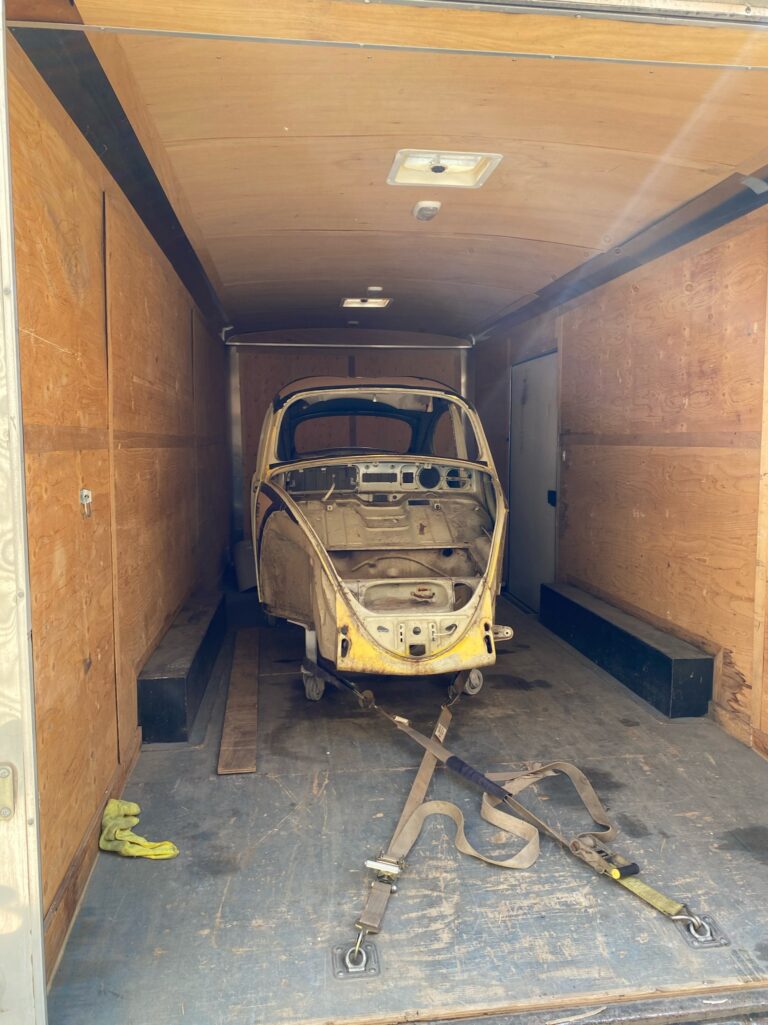 1965 vw beetle steel sunroof tear down and prep for media blast silver lining auto restoration oregon