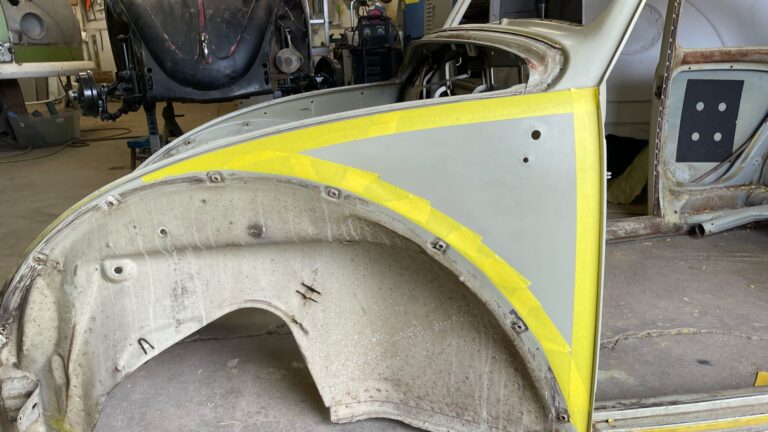 1965 vw beetle steel sunroof tear down and prep for media blast silver lining auto restoration oregon