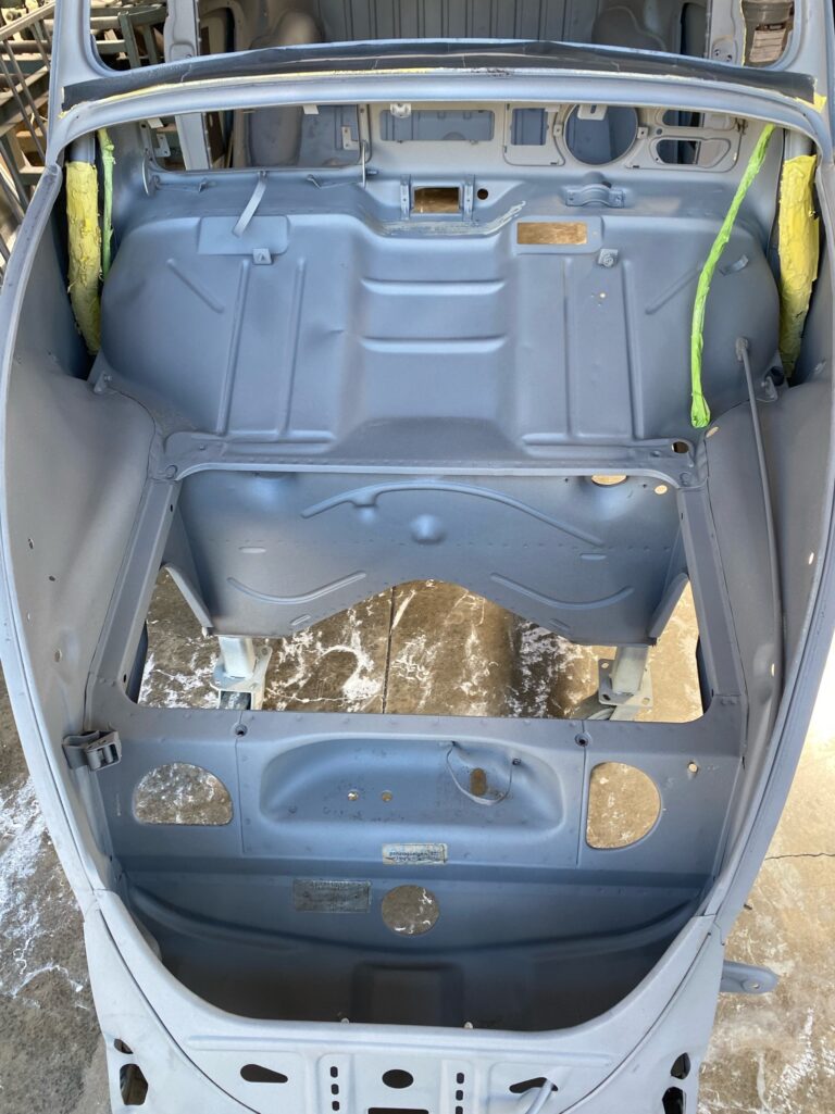 1965 vw beetle steel sunroof tear down and prep for media blast silver lining auto restoration oregon