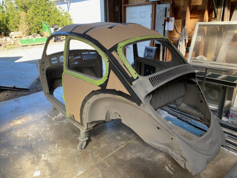 1965 vw beetle steel sunroof tear down and prep for media blast silver lining auto restoration oregon
