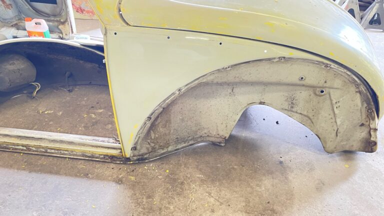 1965 vw beetle steel sunroof tear down and prep for media blast silver lining auto restoration oregon