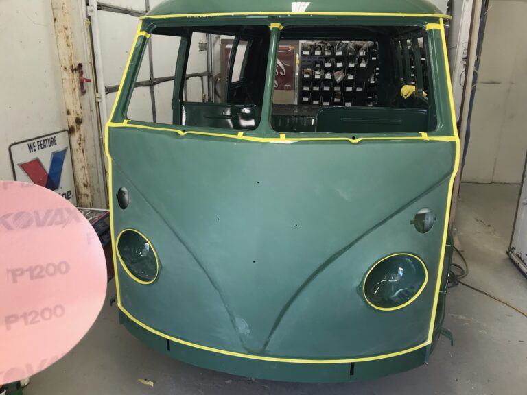 1967 westfalia camper bus body paint cut and buff silver lining auto restoration oregon