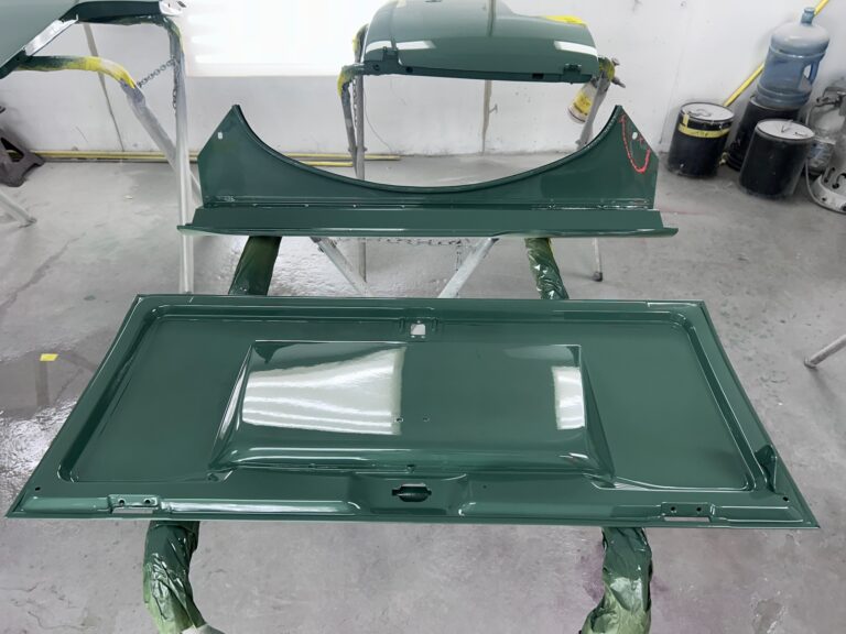 1967 westfalia camper vw bus components in paint and cut and buff silver lining auto restoration